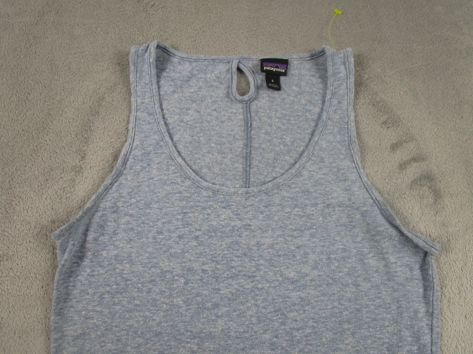 Regata Patagonia Feminina Pequena Azul Roupa Ativa Ao Ar Livre Casual Mistura de Linho - Imagem 2 de 4