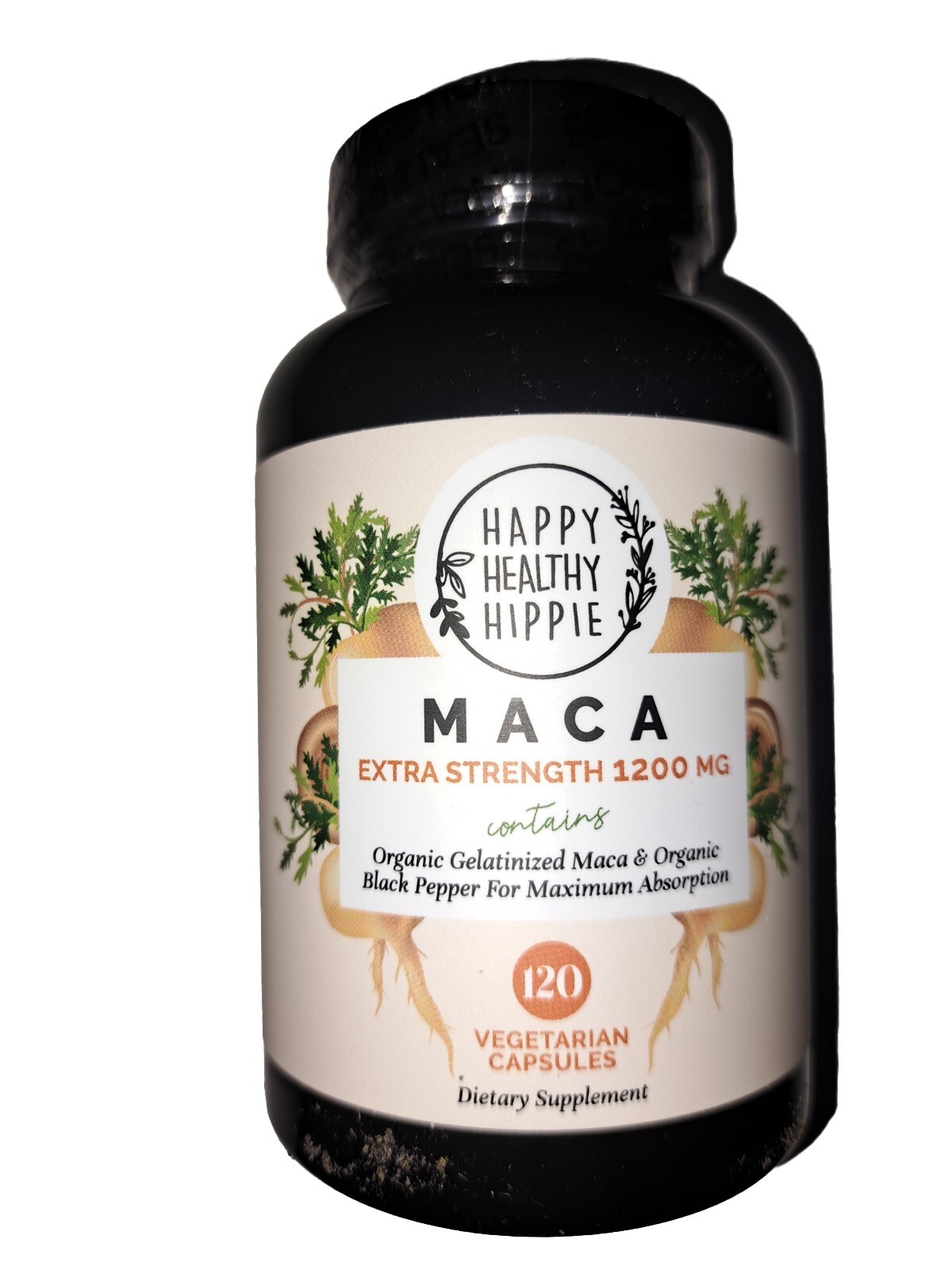 Happy Healthy Hippie Maca 1,200 mg, 120 Vegetarian Capsules 600 mg Ex 1/25