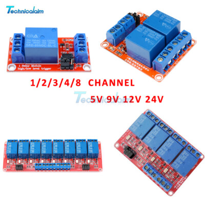 DC5v 9v 12v 24v 1-2-4-8 Channel Relay High Low Level Optokoppler Modul Arduino