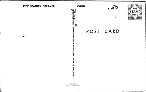 1907 Stanley Steamer Car Automobile Stanley Motor Carriage Company Postcard - Picture 2 of 2