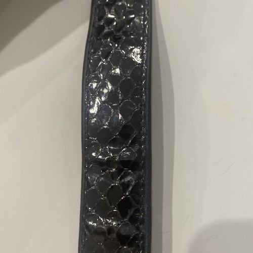Vintage Snakeskin Pattern Black Leather Belt Otto Glanz 30” 76 Cm Gold Accent - Picture 13 of 16