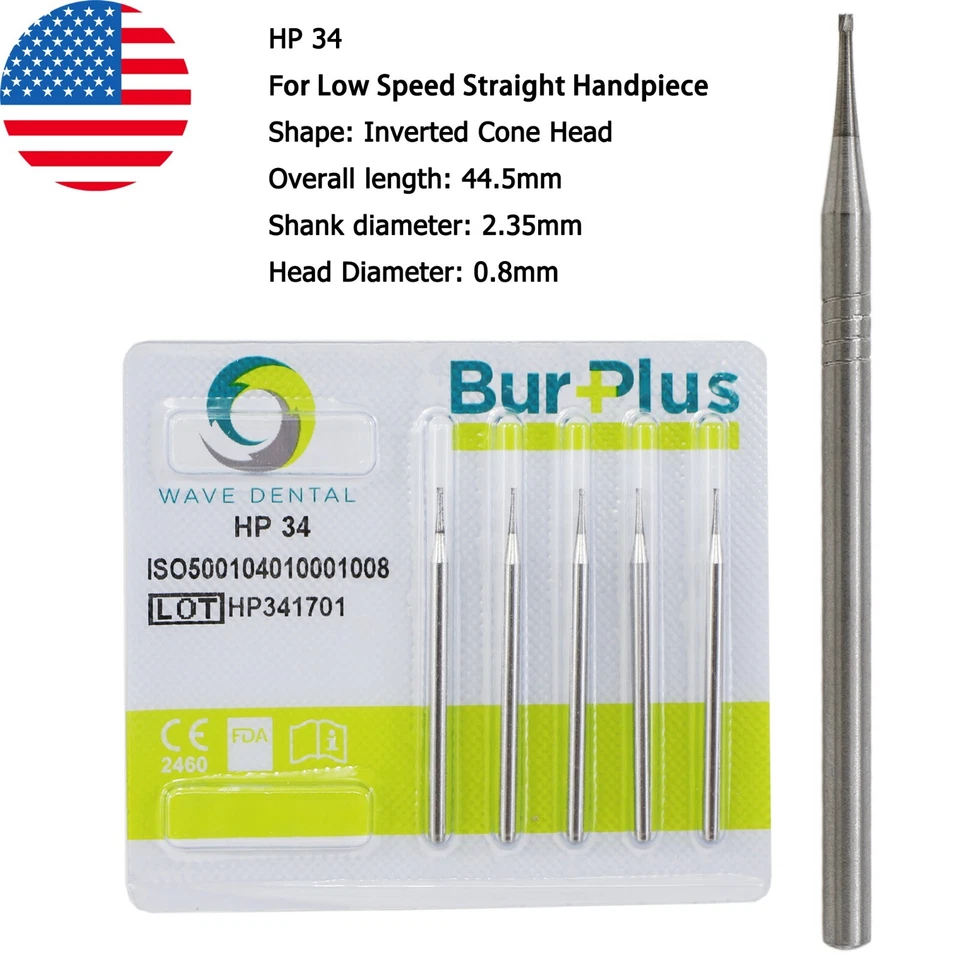 Wave Dental Carbide Burs HP 44.5mm For Low Speed Straight Handpiece HP 34 35 37 - Image 2 of 4