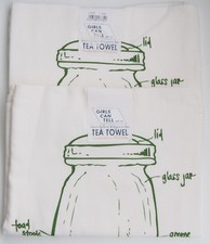 2 Girls Can Tell Mason Jar Pattern Floursack Tea Towel USA Made Handprinted NEW