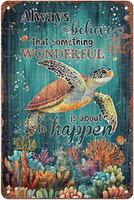 Turtle Wall Decor Fitness Tin Sign Vintage Metal Sign Sea Turtle Gifts Inspirati