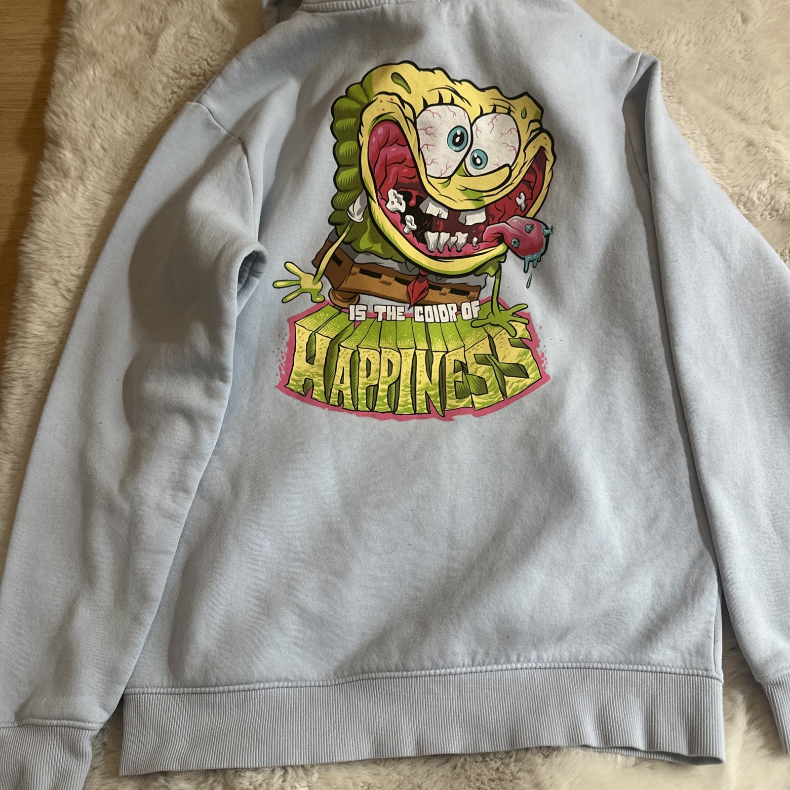 H&M SPONGEBOB SQUAREPANTS HAPPINESS PULLOVER HOODIE HOODED SWEATSHIRT Unisex S thumbnail 4