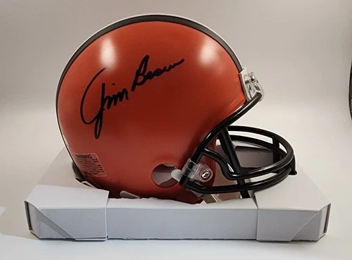 JIM BROWN Signed Auto Cleveland Browns Riddell Mini Helmet STEINER