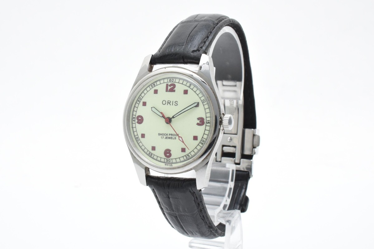 NEAR MINT] ORIS 17 Jewels Shock Proof White Dial Vintage Watch