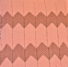 Vintage Pink Mauve Chevron Knit Crochet Baby Blanket Granny Core Soft 32x30 Crib