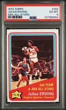 1972 TOPPS 🏀#255 JULIUS ERVING (HOF) RC🐐🏆ABA ALL-STARS💥PSA 6 EX-MT🔥📈
