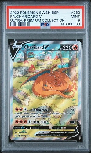 2022 POKEMON SWSH BLACK STAR PROMO #260 FULL ART/CHARIZARD V PSA 9
