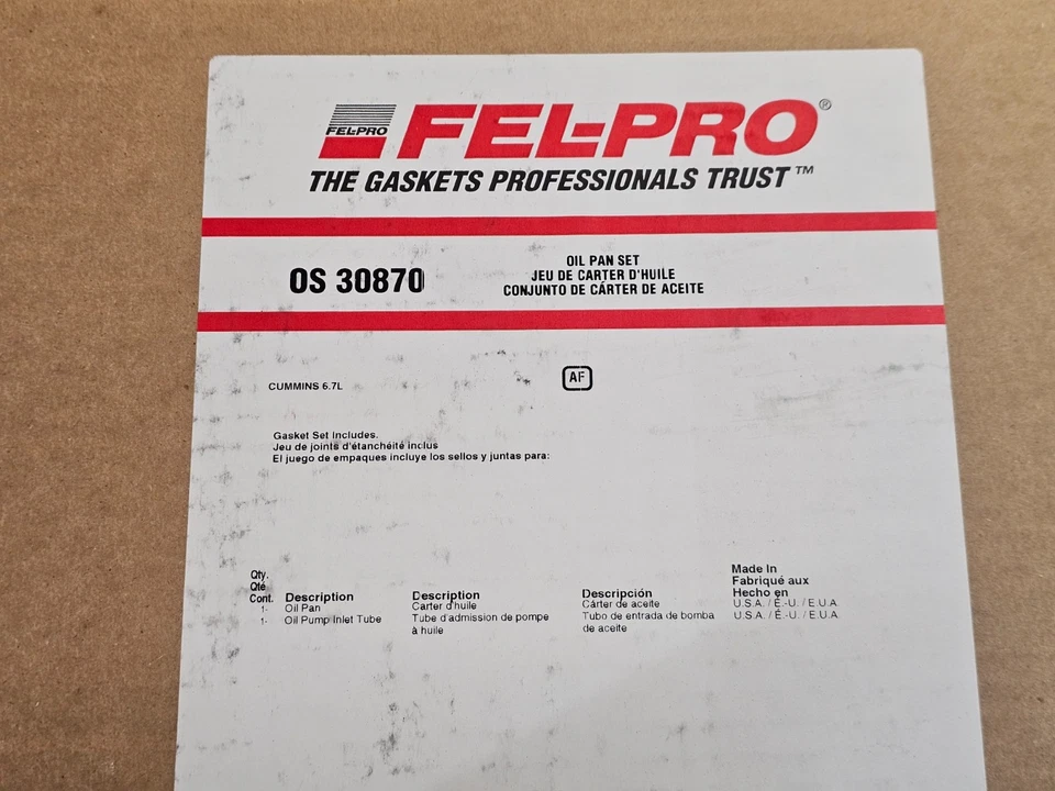 Junta de cárter de aceite de motor premium Fel-Pro OS 30870 para Ram 3500 2011-2016 Foto 3 de 4