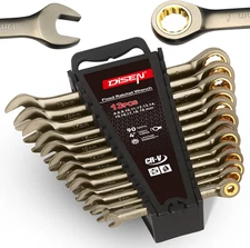 13Pcs 90-Teeth Ratchet Wrenches Set, Fixed Head Metric Ratcheting Wrench Set 6,