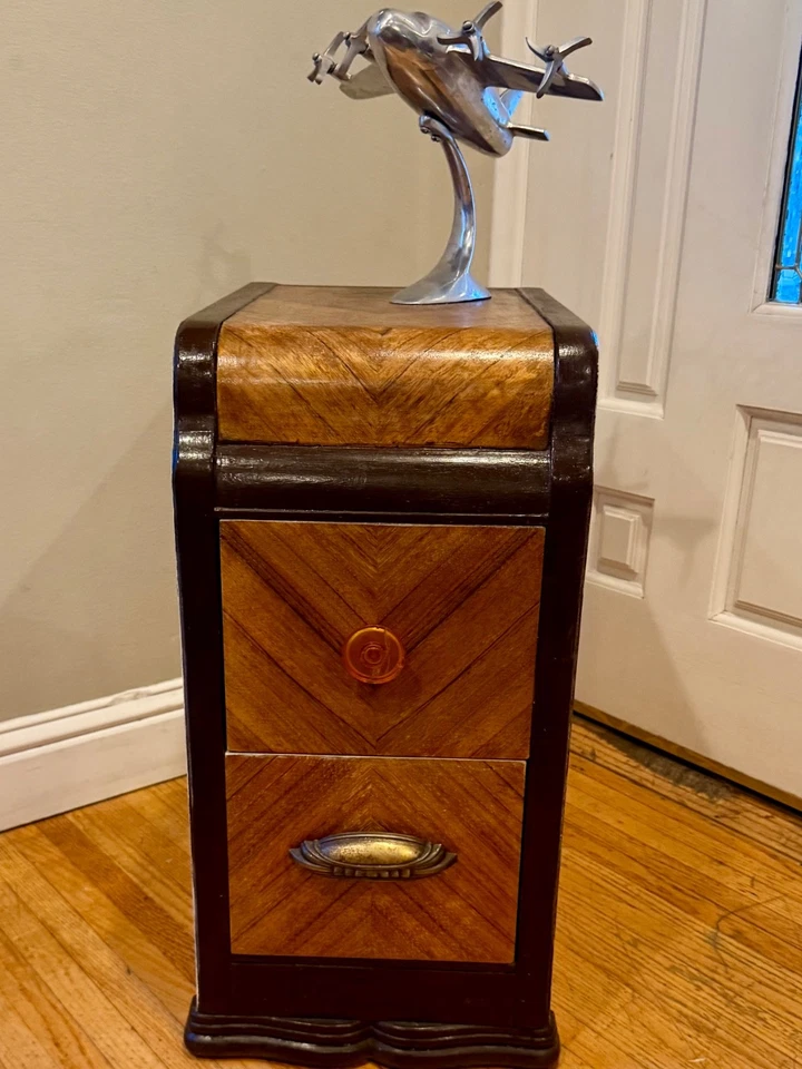 Mesa auxiliar de mesita de noche vintage Art Deco cascada difícil de encontrar Foto 2 de 4