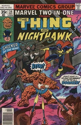 Marvel Two-In-One #34 FN; Marvel | the Thing Nighthawk - w/Bag+Board