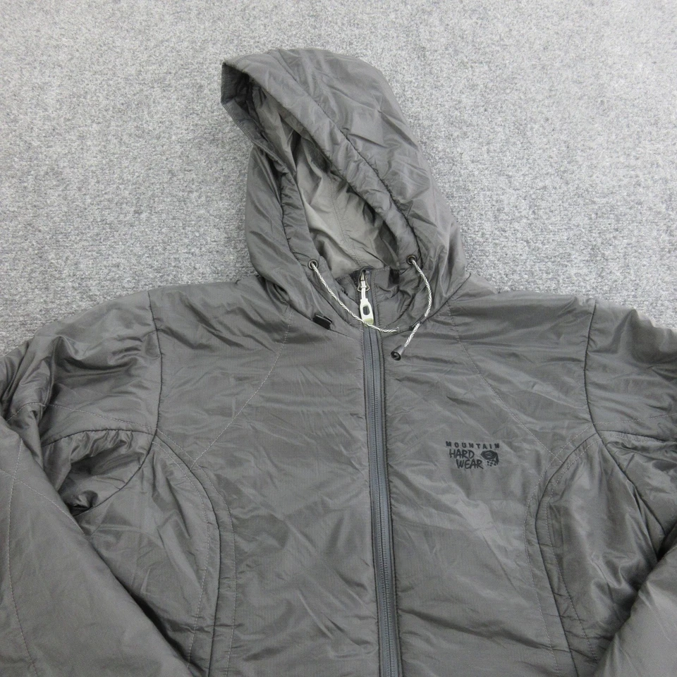 Mountain Hardwear Jacket Womens Medium Gray Hooded PrimaLoft Packable Zip OL3330 - Image 3 of 4