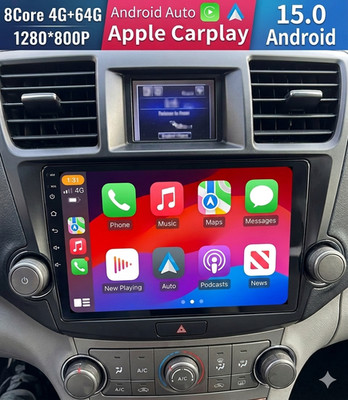 4+64GB Car Radio For Toyota Highlander 2008-2013 Carplay Android 15 GPS Navi CAM