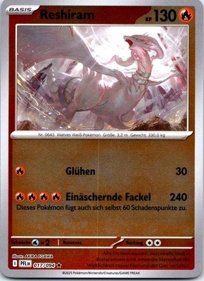 Reshiram Reverse Holo Fatale Flammen 017 deutsch Pokemon Karte