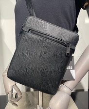 HUGO BOSS Morval_S All Leather Zip Env_O Bag 50517985 Black