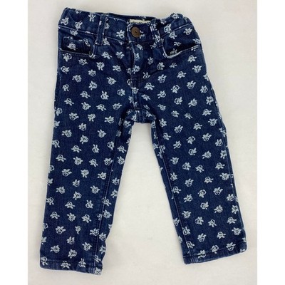 Osh Kosh B'Gosh Rose Print Jeans Blue Denim Adjustable Waist - Todder Size 2T