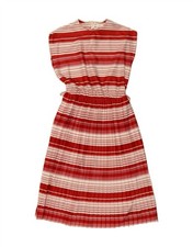 VINTAGE Womens Sleeveless A-Line Dress EU 38 Medium Red Striped Polyester AT13