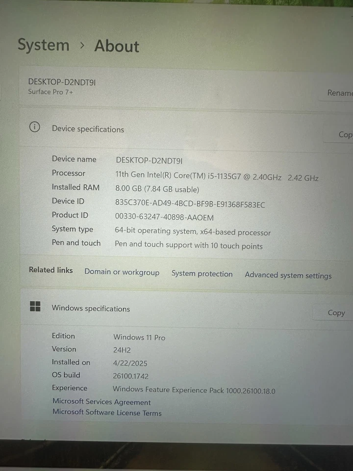 Microsoft Surface Pro 7 Core i5/8GB/128GB WiFi White Hot Spots - Image 4 of 4