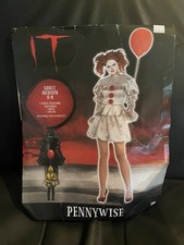 IT Pennywise Clown Costume Dress Adult Med 6-8 Halloween Cosplay