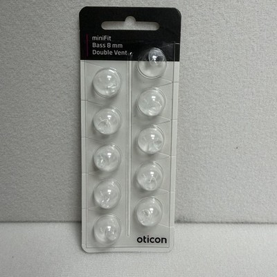 1 Pack Oticon miniFit 8mm Bass Double Vent Dome For Hearing Aids. 10 Domes Total