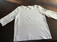 Size L BLAIR Top T-Shirt 3/4 Sleeve Boat Neck White