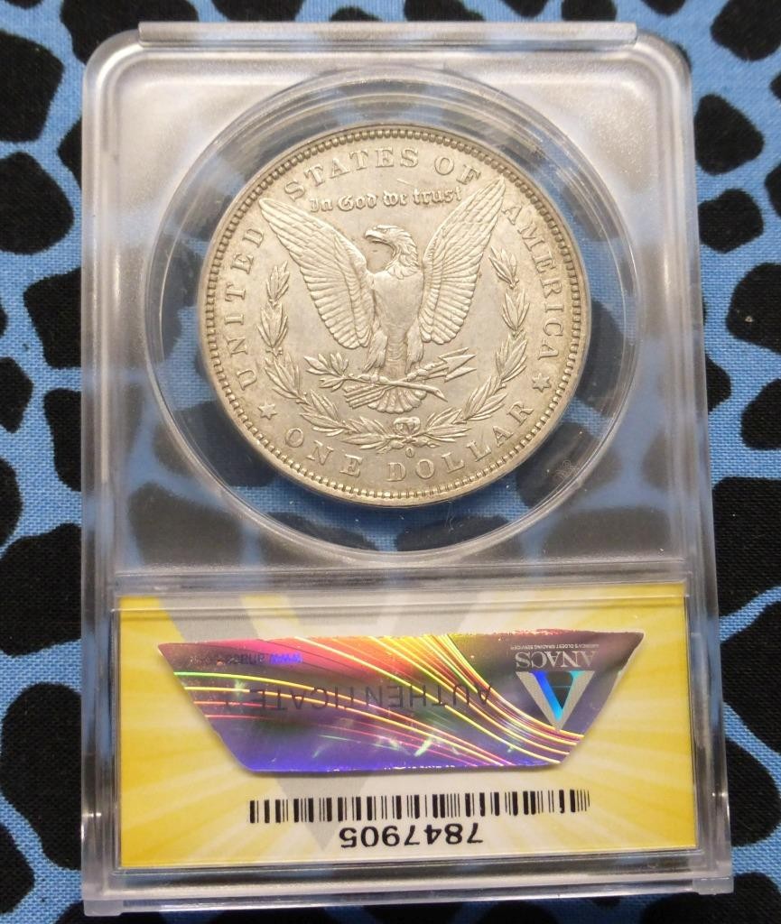 1888 O ANACS AU 55 Details VAM-17 Oval O Morgan Silver Dollar, Tough Variety
