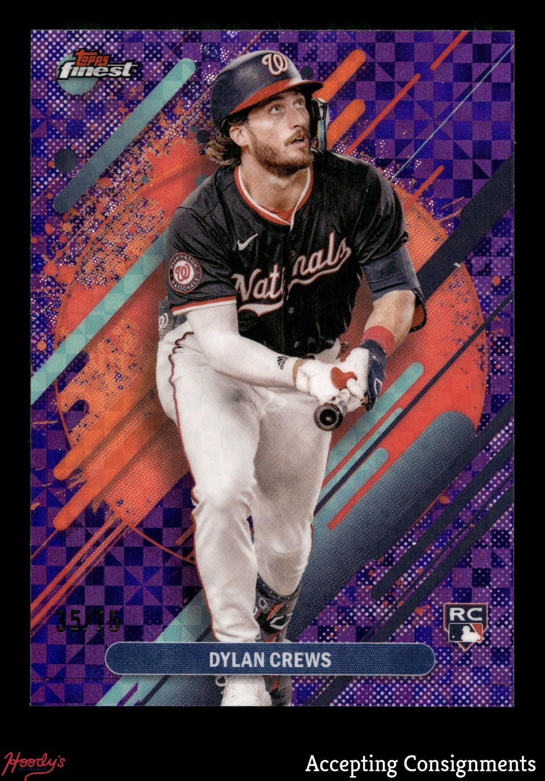 2025 Finest Purple Checkerboard Refractor #280 Dylan Crews 35/75 Rare ROOKIE RC