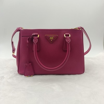 Prada Galleria Mini Bag Pink Saffiano Leather Gold Hardware 2Way Handbag  Auth