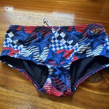 NWT SZ 30 Speedo Swim Brief Mens overdrive tru colbalt logo Flex