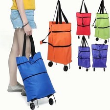 Foldable Shopping Bag With Wheels Reusable Cloth Grocery Trolley Tote 1PC
