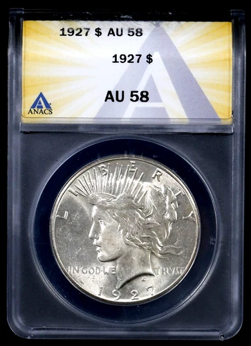 1927 Peace Silver Dollar – ANACS AU58 – Blast White Full Luster – #408