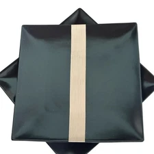 Set/4 Dinner Plates Mikasa Bamboo Black Gourmet Basics Tan Bamboo Stripes 11.25"