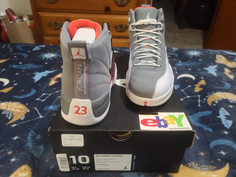 Air Jordan 12 Retro Cool Grey OG 2012 Cool Grey/Wht-Team Orange 130690 012 Nuevo con etiquetas Foto 3 de 4