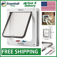 Large 4-Way Locking Cat Door - Weatherproof Flap for Easy Pet Access 9.9" x 9.2"