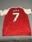 Bukayo Saka & Eze Signed Arsenal Home Soccer Jerseys #7 with Beckett COA