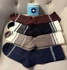 BOMBAS Midweight Supima Cotton Blend Calf  Socks 4 Pairs  Size L