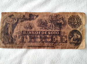 1967 Nebraska Bank of De Soto Wildcat Three Dollars Note Centennial Reproduction