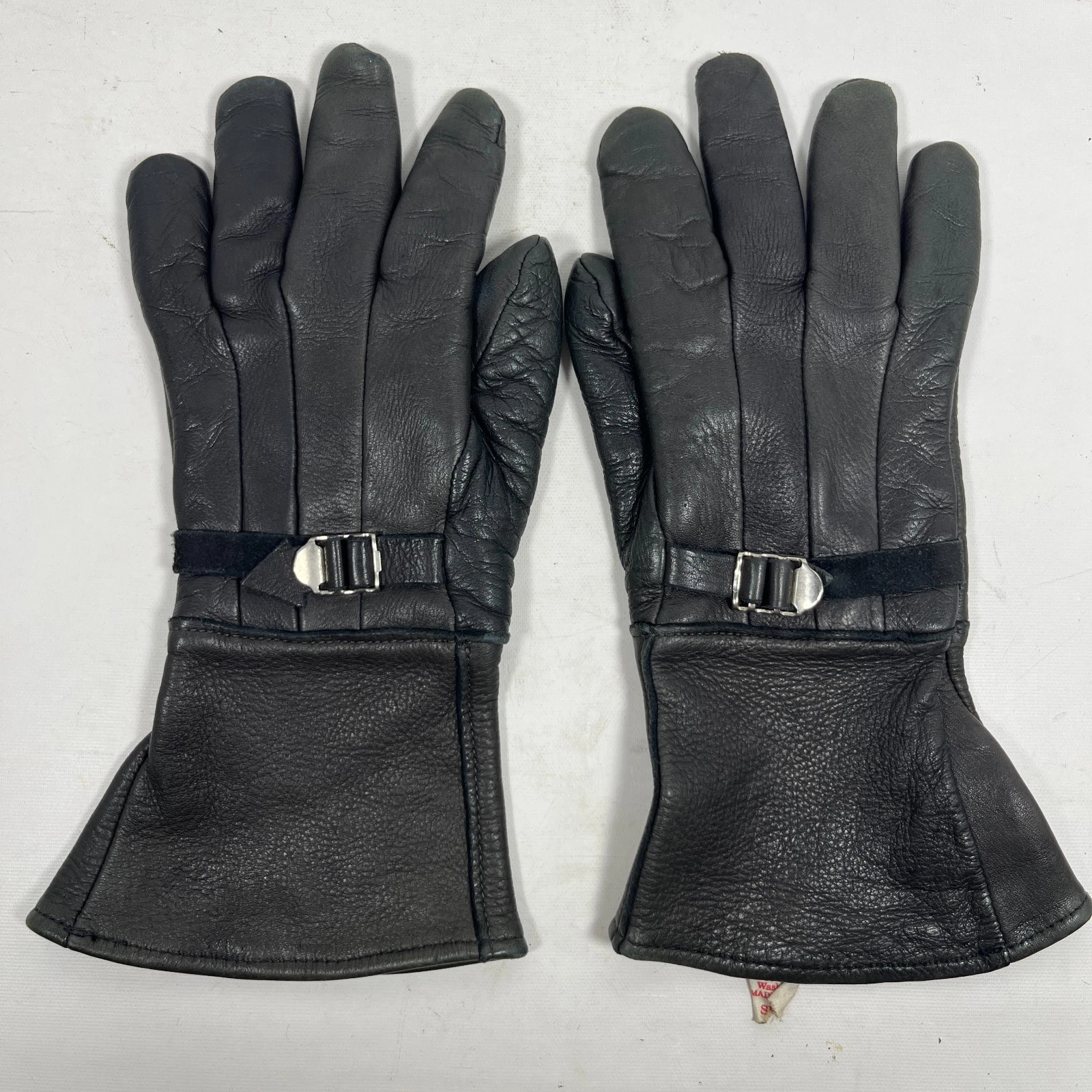 CHURCHILL Gloves Womens S Genuine Deerskin Leather Biker Buckle Black USA