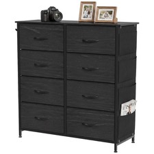 HOMCOM Fabric Chest of Drawers, 8 Drawer Dresser for Bedroom, Black