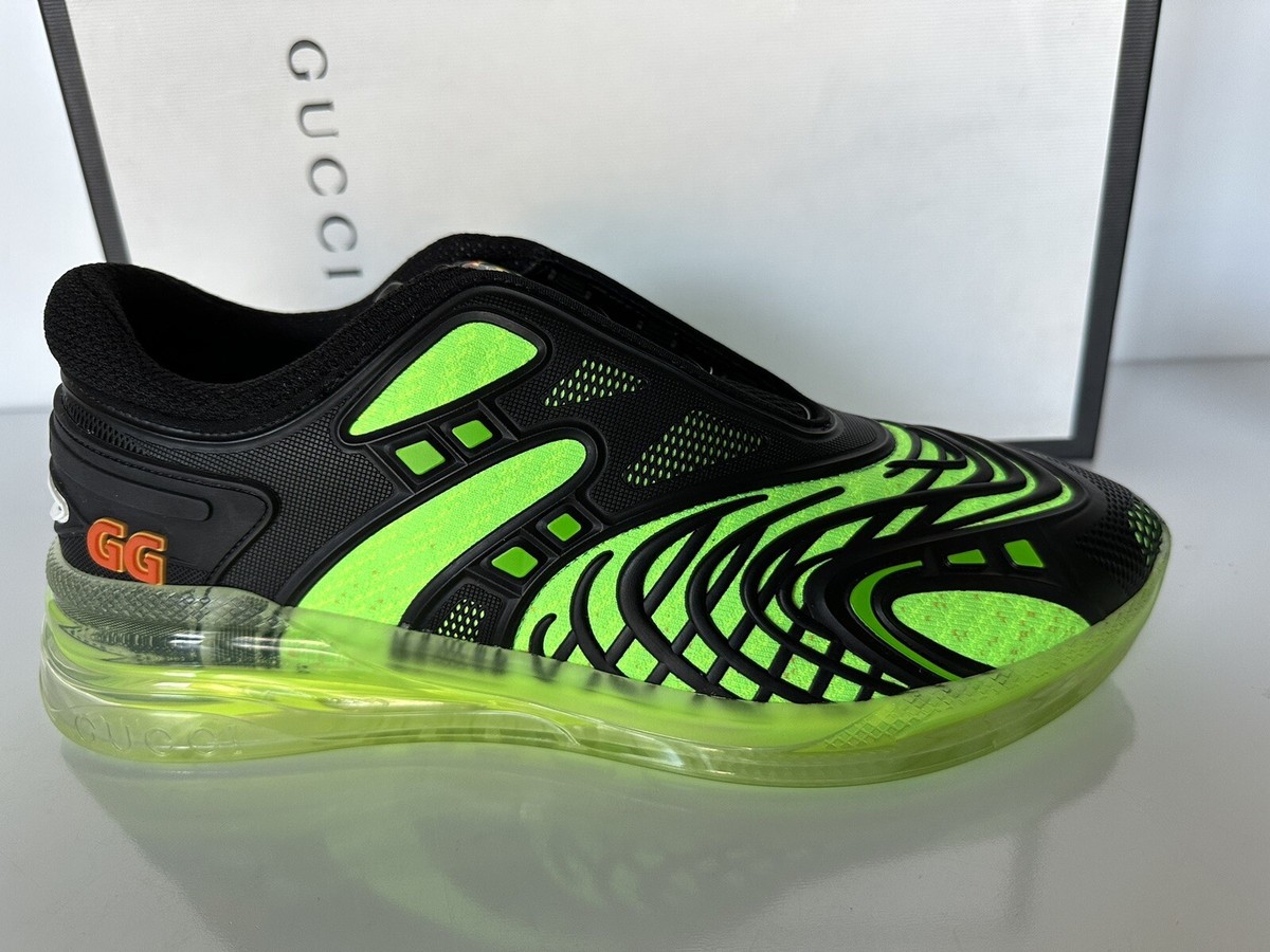 Gucci Ultrapace R Sneakers In Black and Green 8 US (Gucci 7.5) 620337 IT NIB GUCCI Ultrapace R Sneakers -Black / Grey -Men main image 4