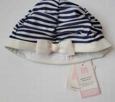Janie and Jack 12-24M Striped Blue White Swimming Outdoor UPF Protective Hat Bow