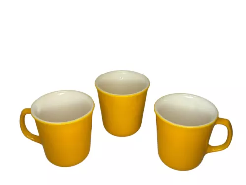 Vintage Corning Ware Corelle Set Of 3 Coffee Cups Mugs Sunflower Gold Yellow