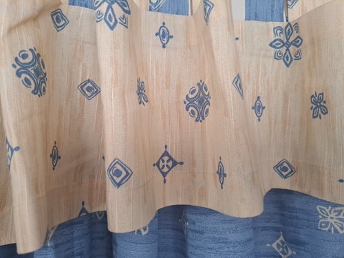Neu!Landhaus SET:Vorhang Gardine blickdicht 2xSchlaufenschal 135x170cm BlauBeige - Bild 3 von 5