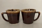 Set of 2 Vintage McCoy Pottery Brown Drip Glaze Coffee Mugs Cups D Handle USA