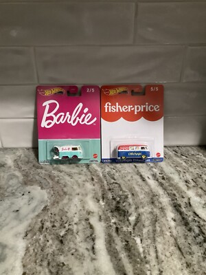 HOT WHEELS BARBIE KOOL KOMBI & FISHER-PRICE VW T1 PANEL PEOPLE PREMIUM LOT OF 2