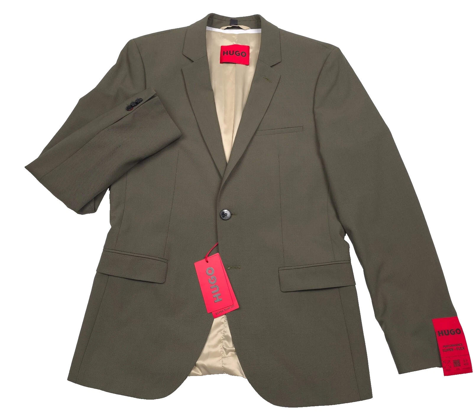 $495 Hugo Boss Arti 232x Green Performance Suit Jacket Blazer Mens Size 38S