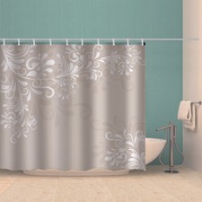 White Drop Nice Leaves 3D Shower Curtain Waterproof Fabric Bathroom Decoration